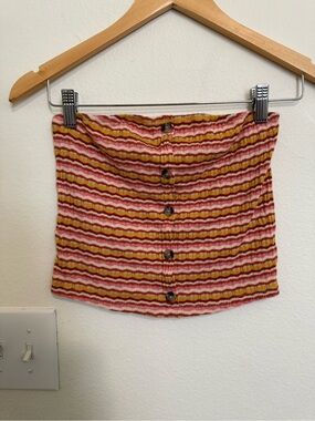 American Eagle Tube Top - Pink & Mustard
